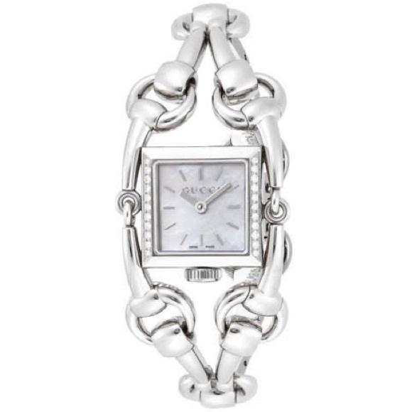 GUCCI SIGNORIA 20MM DIAMOND WHITE MOTHER OF PEARL STAINLESS STEEL WATCH - Picture 1 of 8